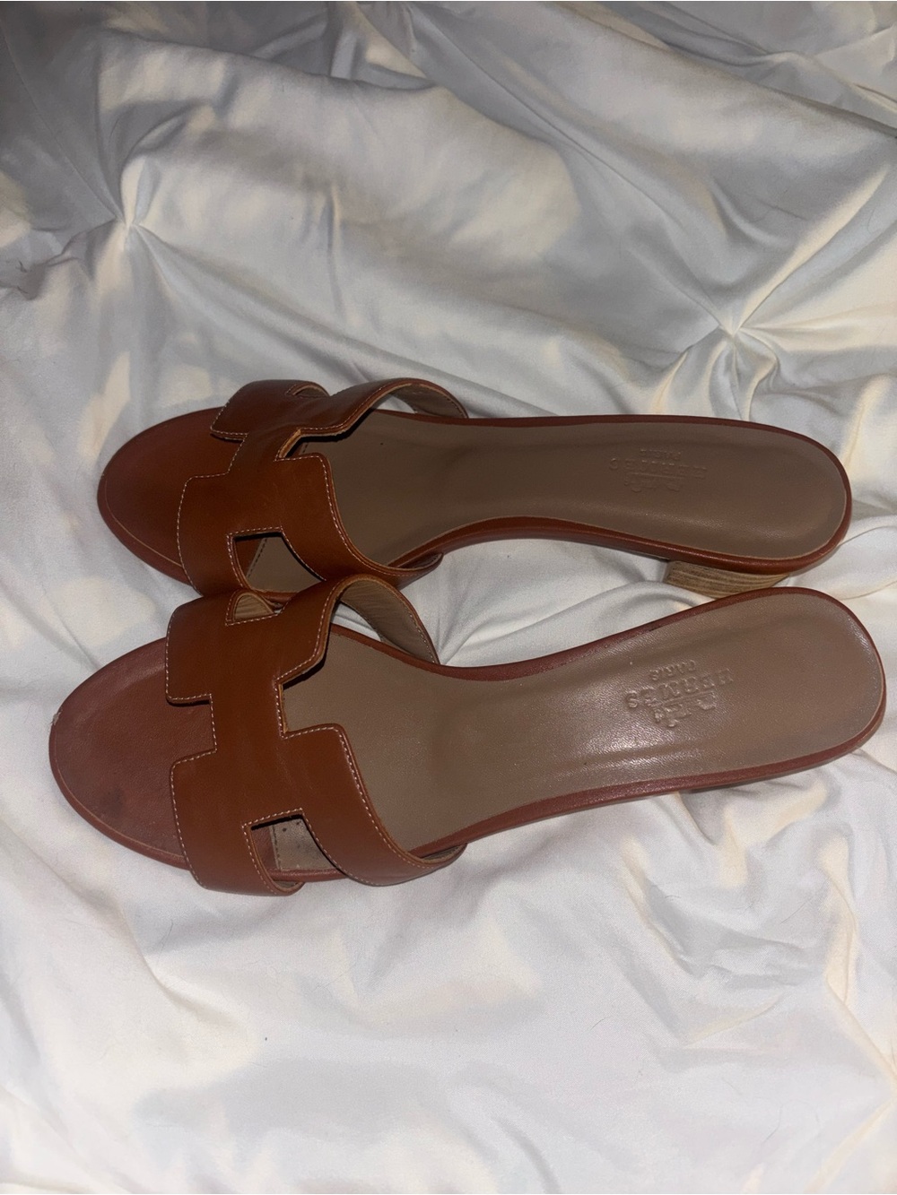 Hermes Brown Leather Oasis Slide Sandals - Picture 2 of 4